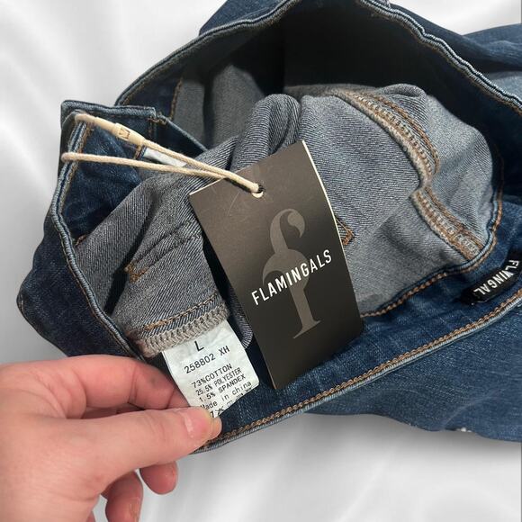 Flamingals high waisted wide leg cropped denim - Picture 4 of 5